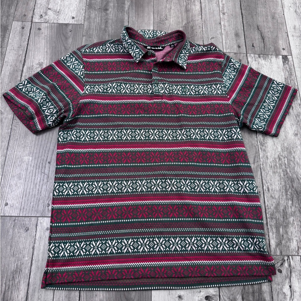 Mens Travis Mathew Polo Holiday Ugly Christmas Sweater Golf Shirt Large